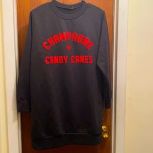 Boohoo Champagne and Candy canes Sweater Dress